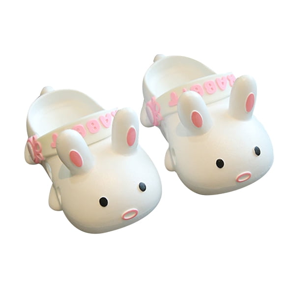 BYHONG Girls Slippers for Toddlers and Kids Cute Bunny Summer Indoor Outdoor Slides Comfortable Casual Sandals for Daily Wear Toddler Slippers White 29