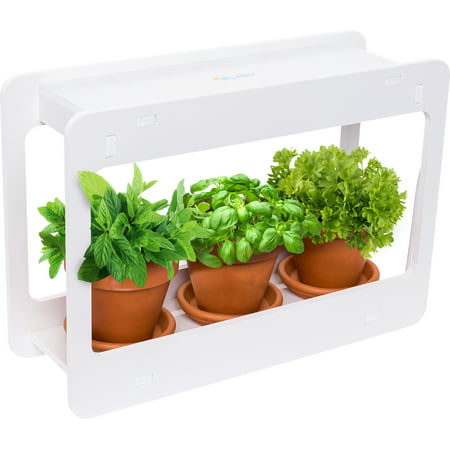 Mindful Design White LED Indoor At Home Mini Window Planter Herb Garden