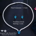thumbnail image 4 of Silver Plated Light Blue CZ Necklace Stud Earrings Set for Wedding Party Jewelry, 4 of 9