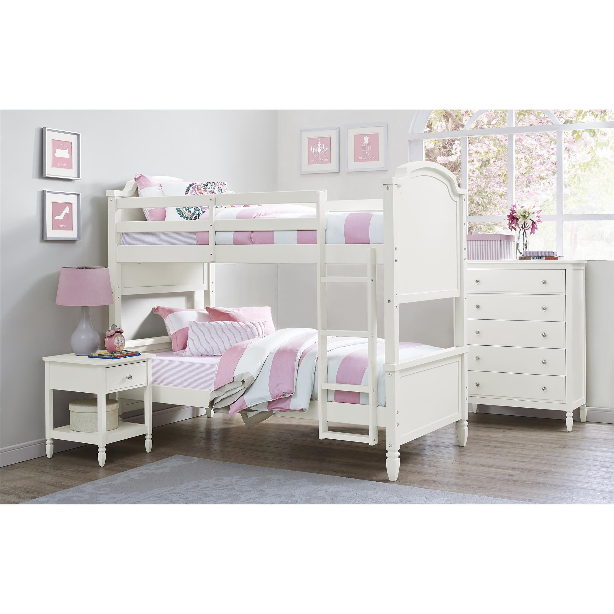 And Gardens Lillian Twin Bunk Bed, White Bunk Bed Bedroom Sets