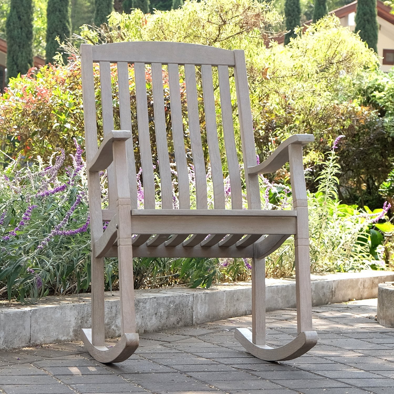 Willem Teak Porch Rocking Chair, Weathered Gray