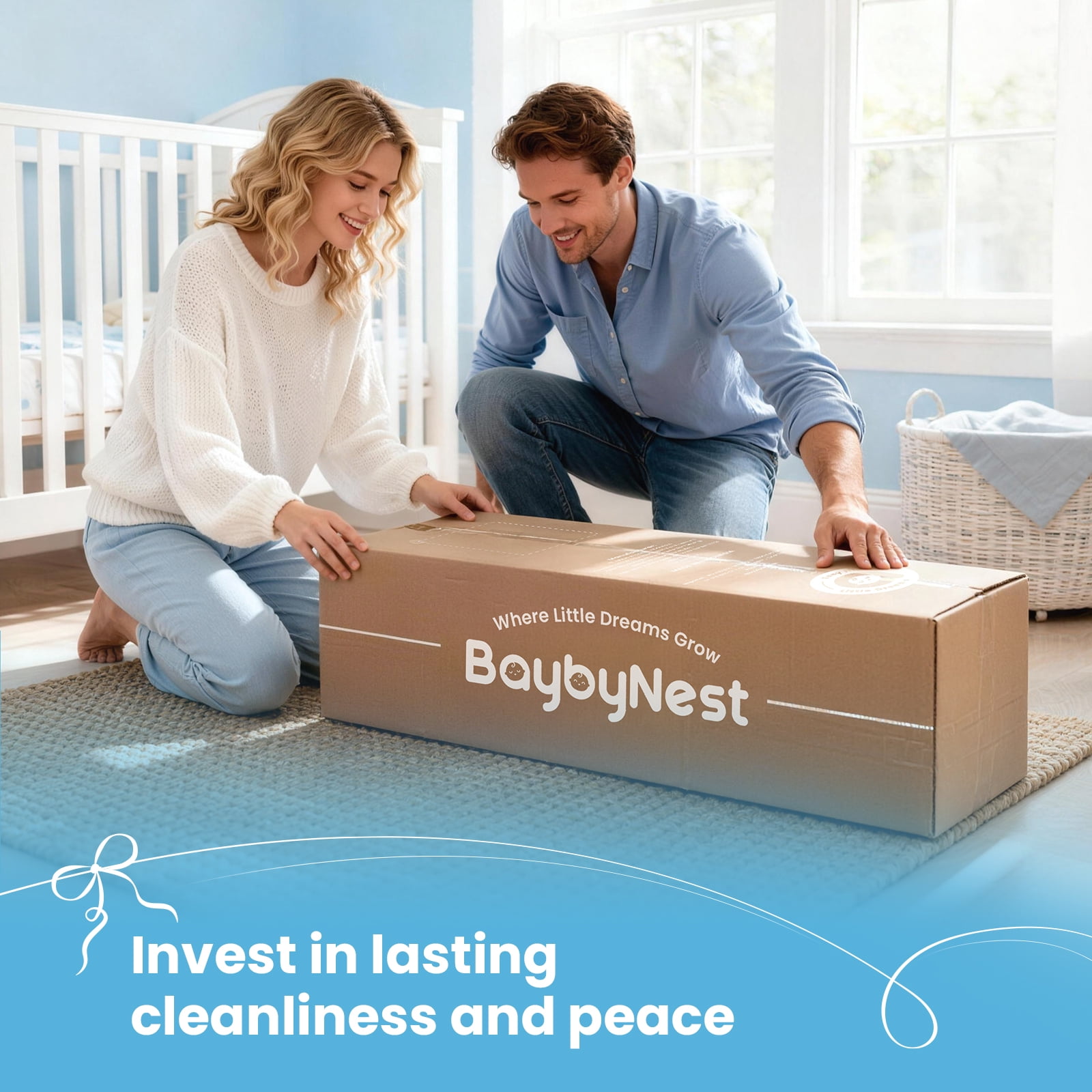 BaybyNest Crib Mattress 52"x27.5"x6" Crib Mattress, Dual-Sided 100% Knitted Fabric Moisture-Non-Toxic Wicking Cover