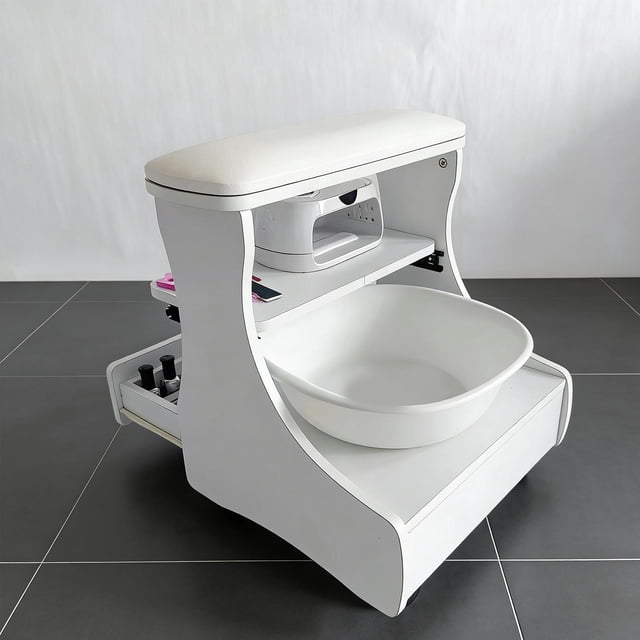 Voxware Repose-Pieds Pédicure Support Pédicure Repose-Pieds Spa Repose-Jambes Salon Repose-Pieds Roulettes Mobiles Structure Adaptée pour Salons Professionnels Salles de Bains Familiales Médicales Blanc
