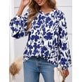 thumbnail image 3 of Camisa PRETTYGARDEN XL Blanca con Estampado Floral Azul y Botones, 3 of 8