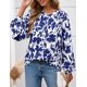 thumbnail image 3 of Camisa PRETTYGARDEN XL Blanca con Estampado Floral Azul y Botones, 3 of 8