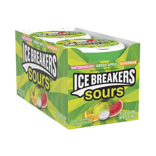 Ice Breakers Breat Mints, Sours Fruit, 1.5 oz Tin (Pack of 8) Walmart