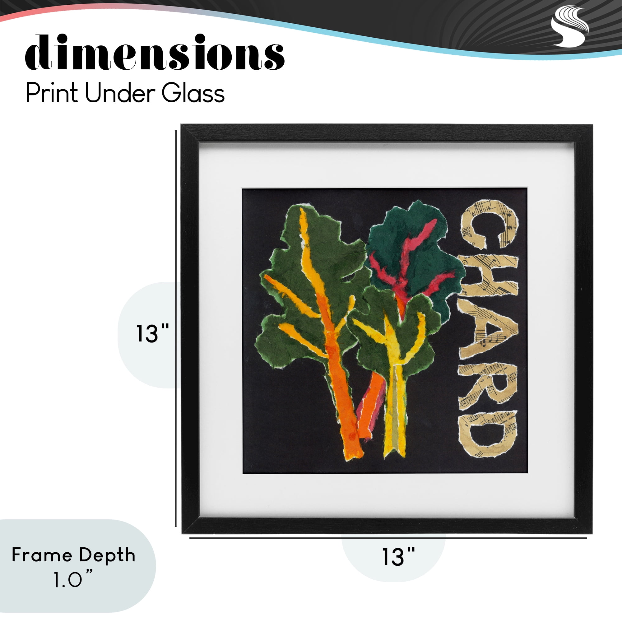 Stupell Industries Chard Leafy Vegetable Black Framed Print Under Glass, design by Nancy Overton