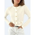 thumbnail image 5 of Women'S Contrast Trim Long Sleeve Button Front V Neck Cardigan Color L, 5 of 7