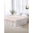 thumbnail image 5 of Pink Striped Twim XL Size Flat Sheet, Wrinkleproof & Fadeproof Cooling Flat Bed Sheet Only, Rustic Pink Stripe Modern Art Beige Breathable Soft Bedding Top Sheets 66 x 102 Inches, 5 of 8