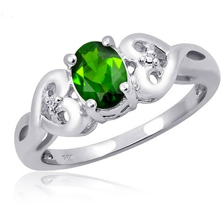 JewelersClub 0.83 Carat T.G.W. Chrome Diopside Gemstone and White Diamond Accent Ring
