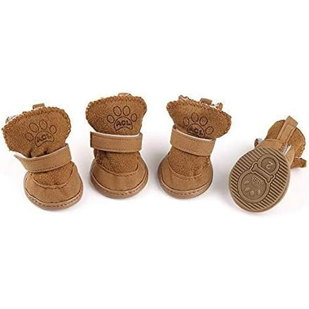 URBEST Dog Shoes with Hook Loop Closure Booties Pet Dog Chihuahua Shoes Boots  4Pcs (4#  Brown)