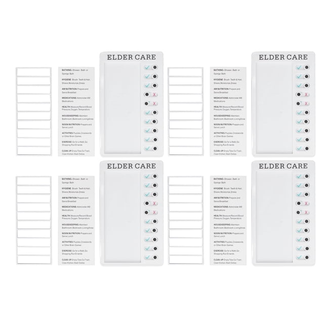 Tablero de lista de verificación de 4 piezas, reciclable, portátil, desmontable, para mensajes, plan de viaje, cuidado de personas mayores.