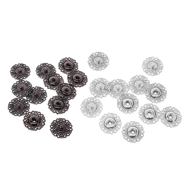 Tornillos De Presión , Prensados, De Costura Huecos Redondeados, Paquete (6 Sets Blanco, 6 Sets De Negro) Baoblaze Broches de presión Broches
