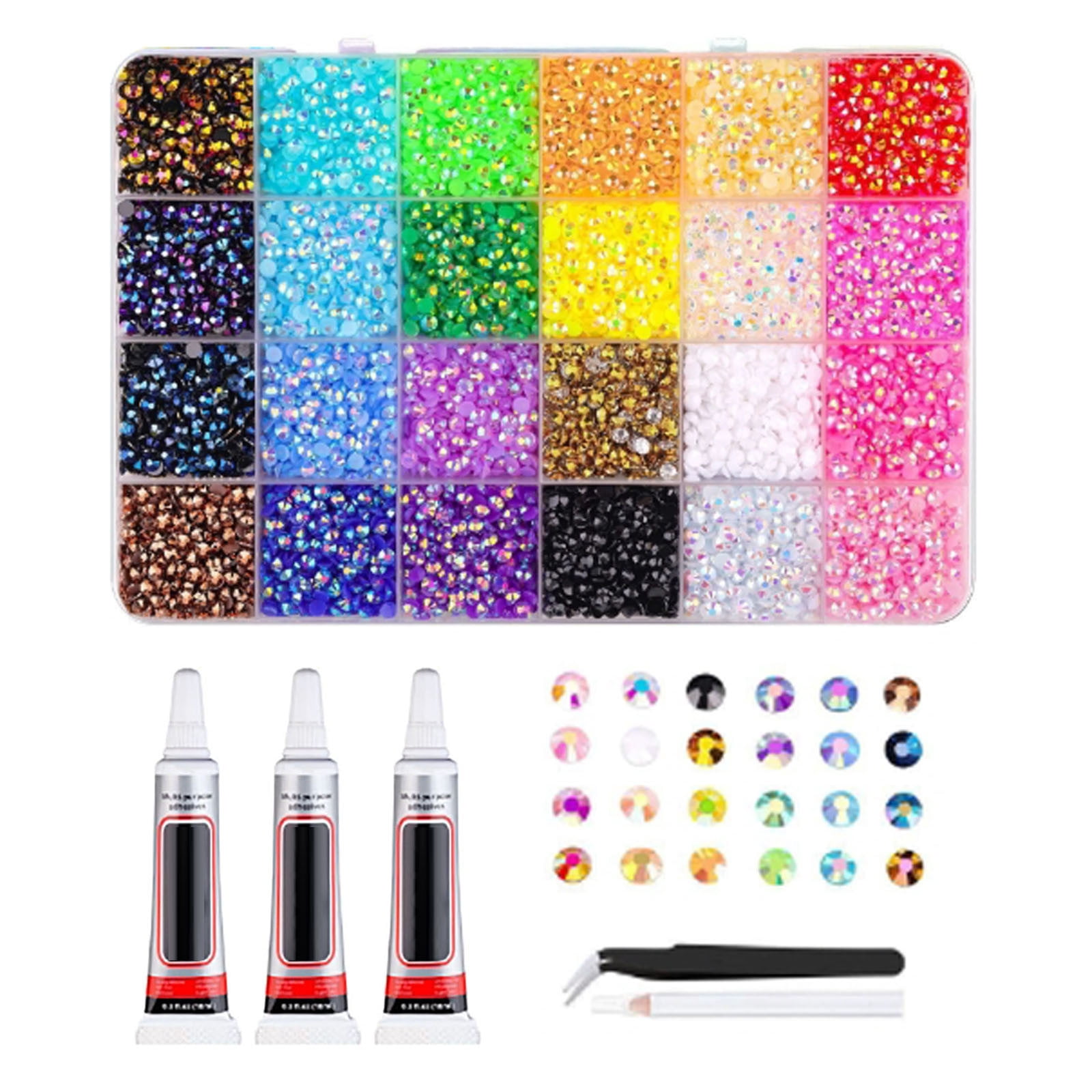 DIY Rhinestones Craft Set Diamond Painting Supplies 5D Diamond Art Tools Complete Diamond Painting Accessories Kit with Bedazzling Flatback Gems 3 Pcs Jewelry Glue1 Pcs Tweezers1 Pcs Pickup Pen for N