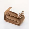 thumbnail image 1 of Premium Double-Layer Sherpa Fleece Blanket - Camel | Year-Round Warmth & Comfort | Modern Minimalist Design | Solid Color for Versatile Decor | Customizable Options Available | In-Stock for, 1 of 5