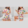 thumbnail image 5 of HPINK-T Women Pajamas Sets Short Sleeve Sleepwear, Soft Satin Button Down Lounge Wear Set 2 Piece Pjs Shorts Set XS-2XL, 5 of 12
