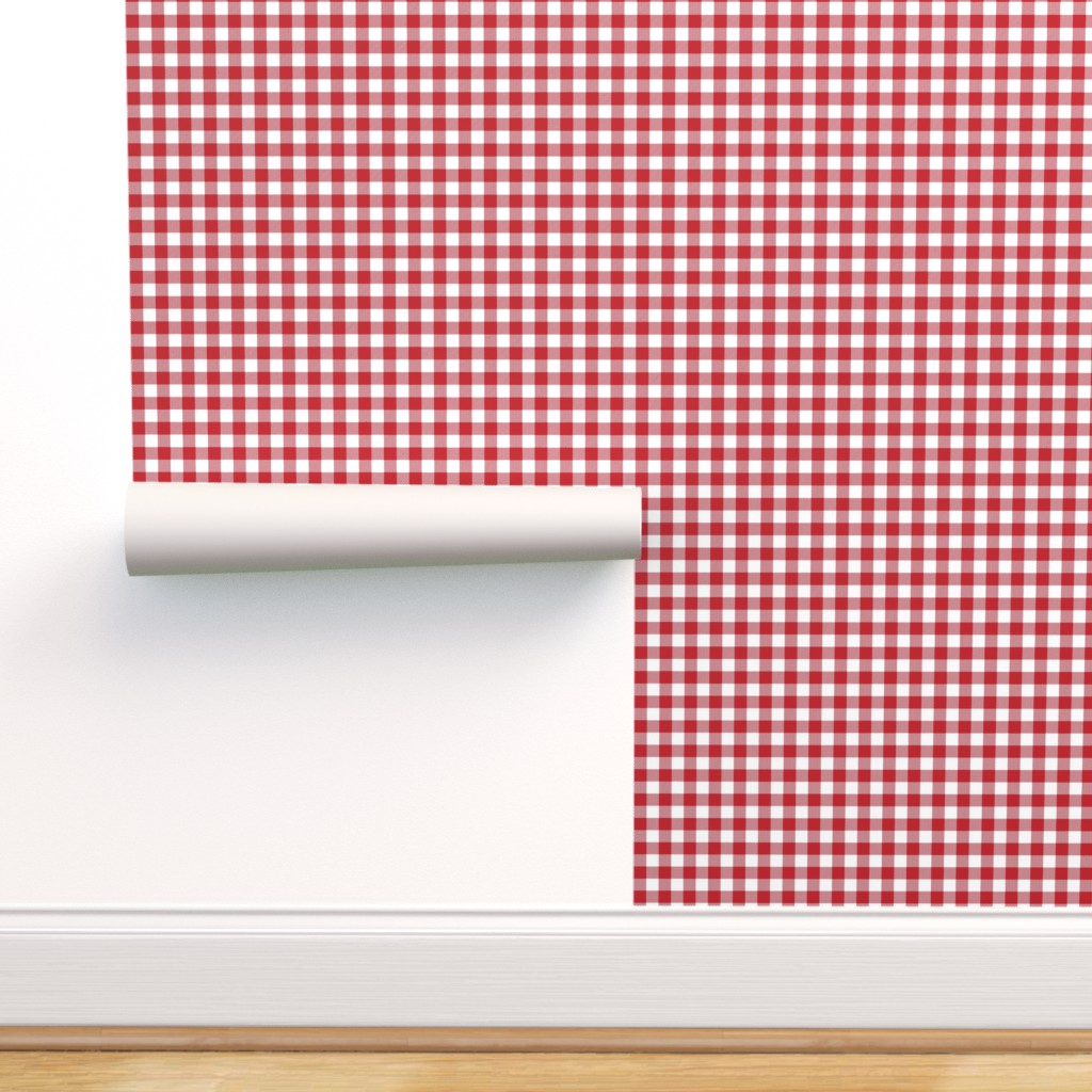 Peel & Stick Wallpaper 9ft x 2ft Red White Christmas Plaid Check