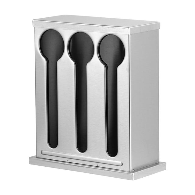 Dispensador de cubiertos de mesa, contenedor para utensilios, dispositivo de almacenamiento de cucharas de gran capacidad 3 compartimentos