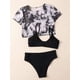 thumbnail image 2 of Bikini para niñas, traje de baño nuevo con tinte anudado, conjunto de Bikinis con tirantes sólidos, traje de baño para niños de cintura alta, traje de baño para playa de tres piezas para niños, 2 of 5
