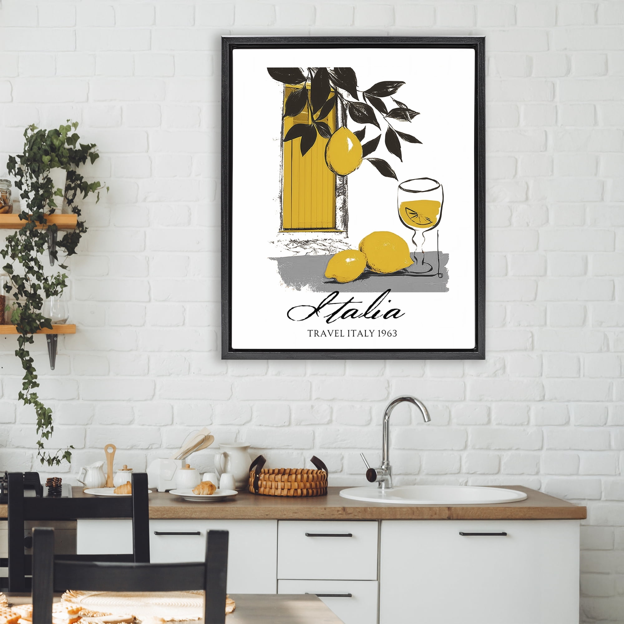 Stupell Industries Travel Italia Lemons Black Framed Floater Canvas Wall Art, design by Annabelle Hall