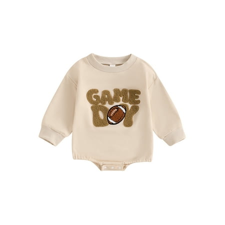 

Newborn Baby Girl Boy Football Outfit Game Day Football Sweatshirt Romper Oversized Bodysuit Fall Winter Clothes 0-18M