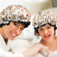 thumbnail image 6 of Shower Caps,Corgi Dog and Flower Florals Waterproof Shower Cap for Women 4 Pieces,Double Reusable Hair Cover for Shower PEVA Elastic Stretch Hem, 6 of 7