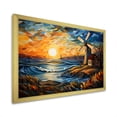 thumbnail image 2 of Designart "Sunset Glow at Windmill Coastal Retreat I" Architecture Framed Wall Art Decor - Industrial Blue Wind Turbines Living Room Framed Canvas Art, 2 of 6