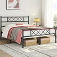 thumbnail image 2 of Topeakmart Full Metal Bed Frame with Crisscross Headboard & Footboard, Black, 2 of 7