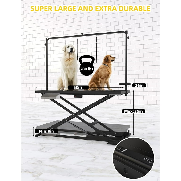 50 Professional Electric Dog Grooming Table Heavy Duty Height Adjustable Pet Grooming Table with Leveling Wheels Dog Grooming Arm Non Slip Tabletop and Tool Organizer Dog Grooming Station Walmart