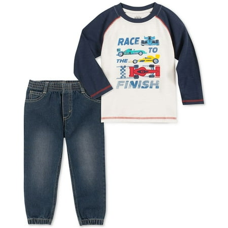 

Kids Headquarters Toddler Boy s 2 Pc Race to the Finish T-Shirt & Denim Joggers Set Gray Size 3T