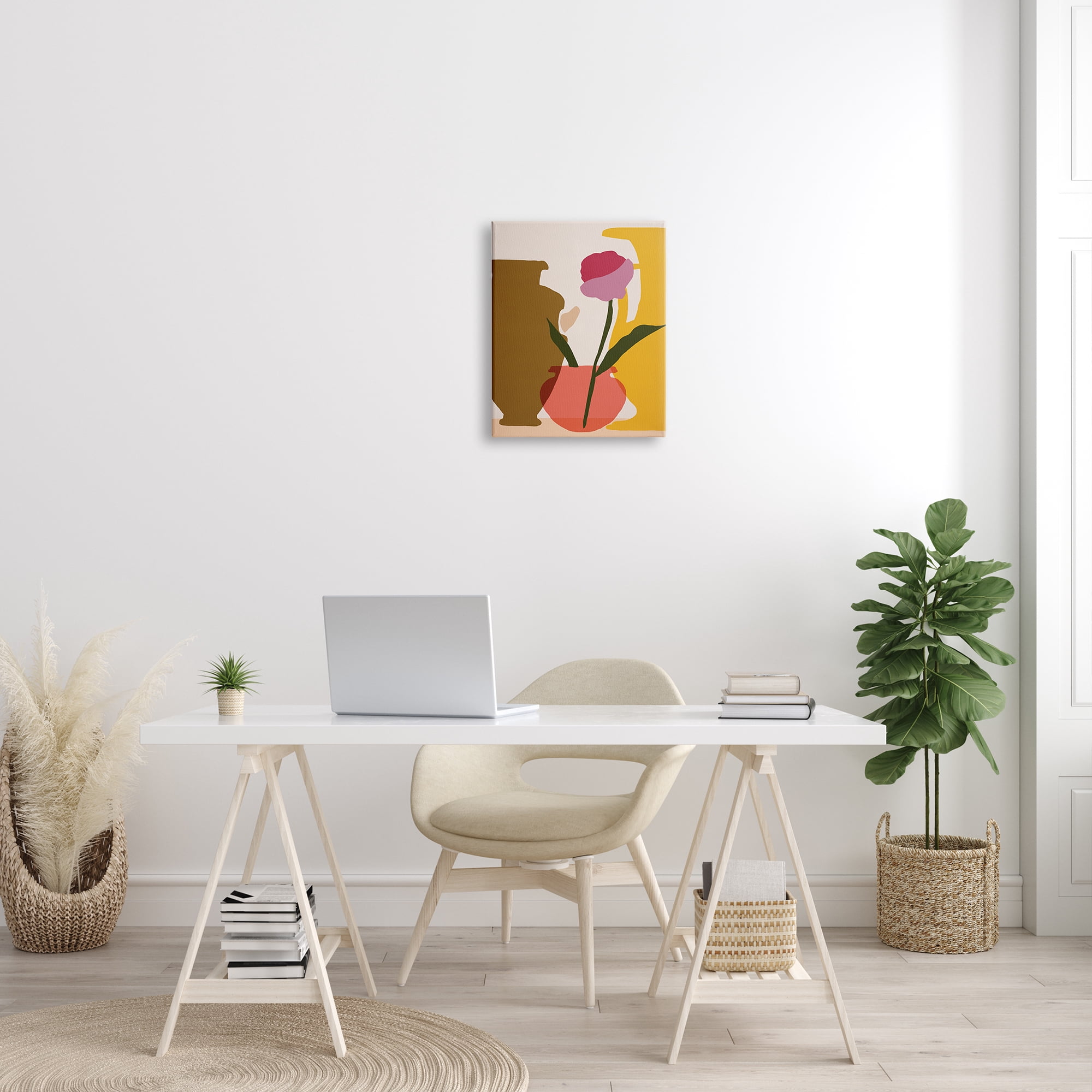 Stupell Industries Abstract Pink Floral Bloom Antique Pottery Shapes, 16 x 20, Designed by Melissa Wang