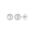thumbnail image 1 of 14K White Gold Ball Earrings with Linear Texture Weight 0.5 grams, 1 of 2
