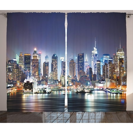 New York City Manhattan Skyline Living Room Curtains 2panels Set New York City Manhattan Skyline Living Room Curtains 2panels Set 108x90 Inches