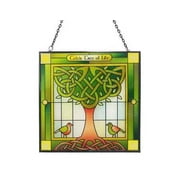 Royal Tara Celtic Tree of Life Stained Glass Window Hang Suncatcher Square Irish Handcrafted House Decor
