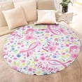 thumbnail image 4 of Pink Breast Cancer and Pioneer Flower Round Blanket,Comfortable Soft Flannel Throw Blanket,All Season,Warm Lightweight Blankets for Sofa Bed Couch Living Room Chair 47"x47", 4 of 5
