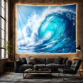 thumbnail image 6 of Curling Wave with Turquoise Foam and Spray, Energetic Coastal Style for Ocean Lovers, Surf Wall Decor, Housewarming Gift, Tapestry Wall Hanging for Bedroom and Living Room, 6 of 7