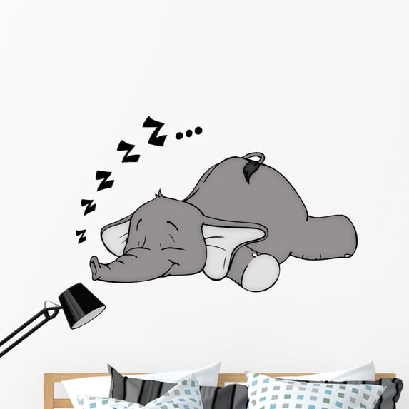 Elephant Sleep Sleep Snore Wall Decal by Wallmonkeys Peel and Stick Graphic (48 in W x 32 in H) WM210544