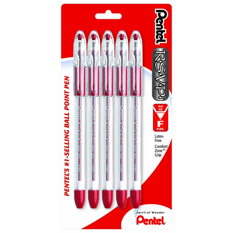 Pentel R.S.V.P. Ball Point Pen, Fine, Assorted Ink - 5 pens