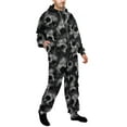 thumbnail image 5 of Men One Piece Pajamas Sleepwear Halloween Black Skeleton Print Onesies Adults Hooded Onesies Pyjamas, 5 of 6
