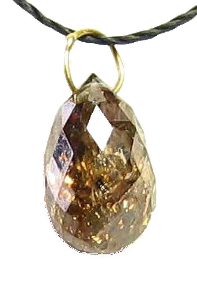 1.19 cts Champagne Diamond Briolette 18K Pendant | 8x5x3mm | 1 Diamond | - image 2 of 4