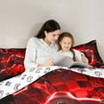 thumbnail image 6 of Manfei Red Game Console Bedding Twin Comforter Set for Boys Kids, Neon Honeycomb Bedding Sets, Gamepad Reversible, 2-Piece, 6 of 9