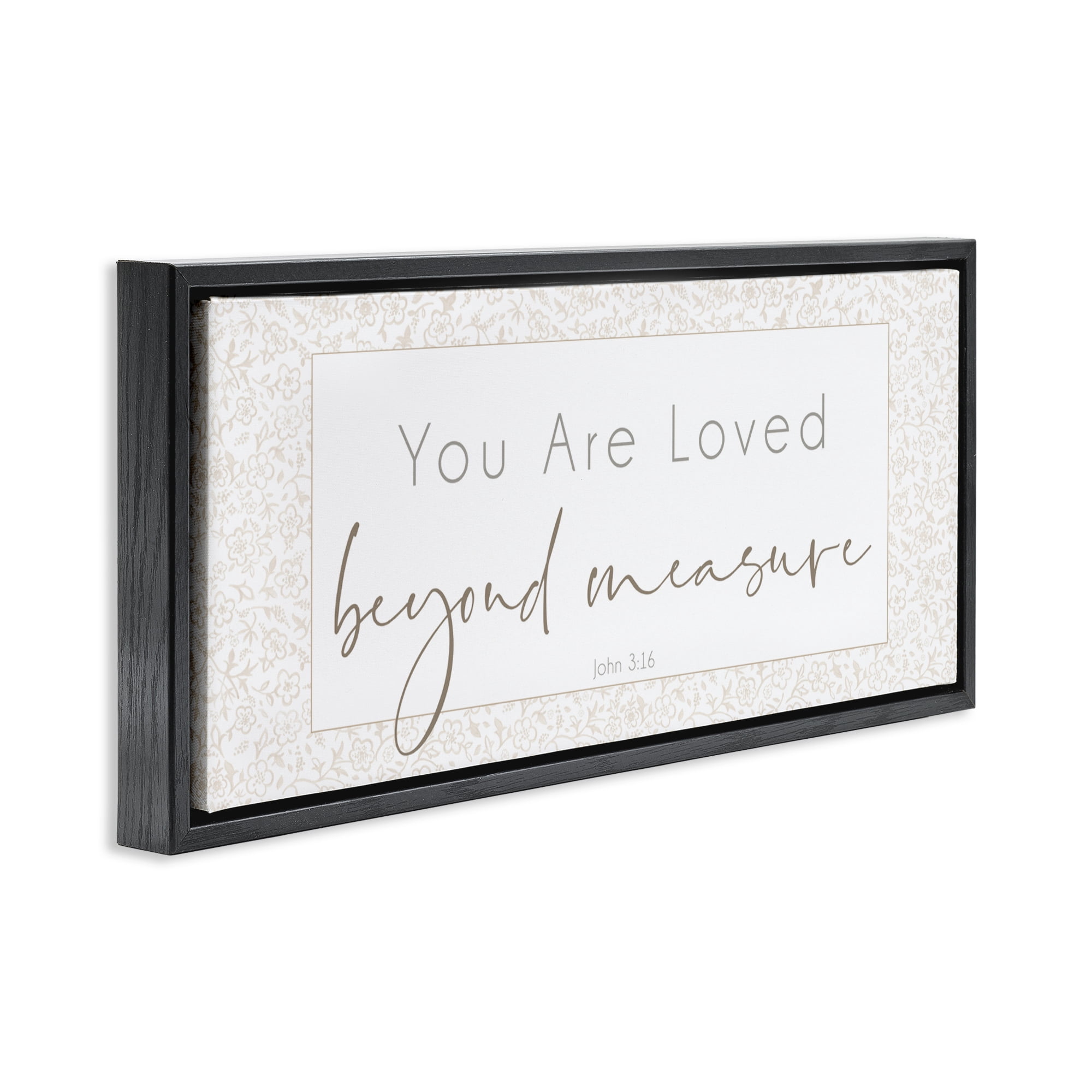 Stupell Industries Minimal Loved Beyond Measure Black Framed Floater Canvas Wall Art, design by Janice Gaynor