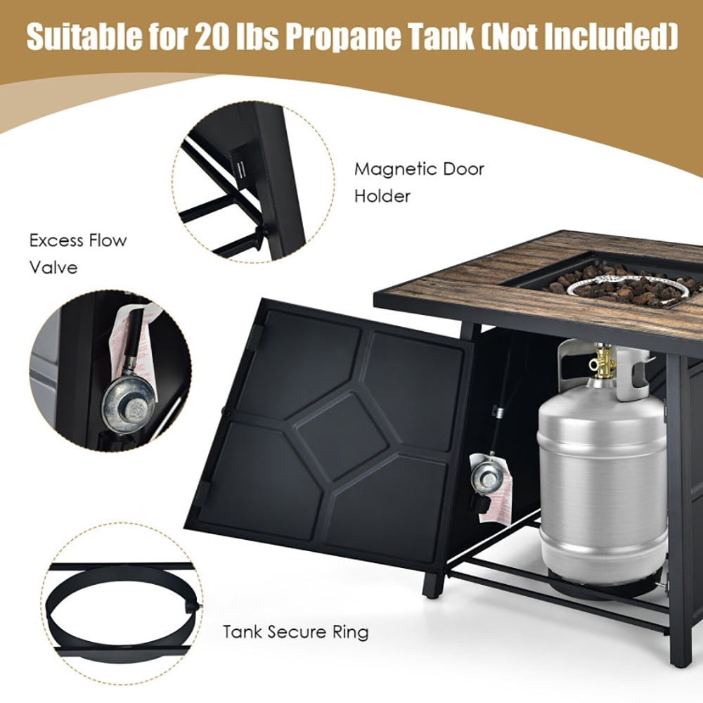 GVN 40 000 BTU 28 Inches Propane Gas Fire Pit Table With Cover, Outdoor Fire Pit for Outdoor, Outside Patio Deck and Garden