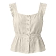 thumbnail image 7 of Tank Tops for Women Solid Casual Square Neck Sleeveless Top Daily Soft Womens Camisole Beige L, 7 of 7