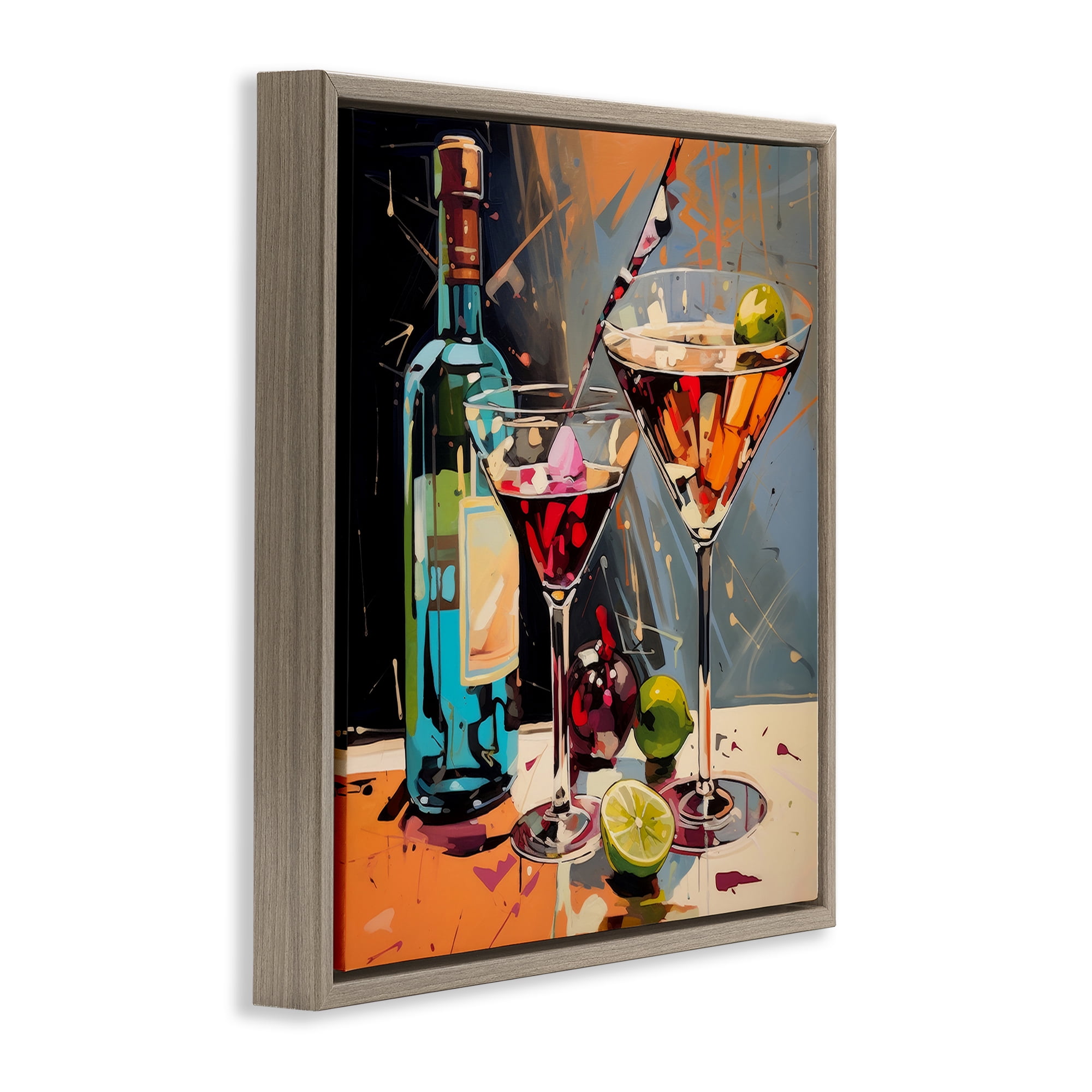 Stupell Industries Every Sip of Martini Night Brown Framed Floater Canvas Wall Art, design by Lazar Studio