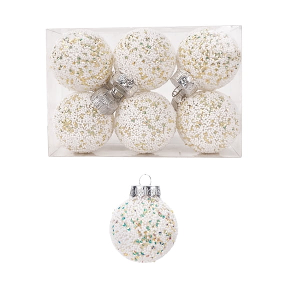 Dvumao 6 Pack 6cm White Pearls Plastic Christmas Ball Ornaments Set