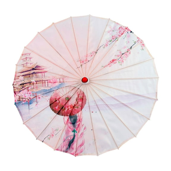 Chinese Oiled Paper Umbrella, Classical Dance Umbrella, Rainproof, Portable, Oriental Style Parasol for Costumes Music Festivals, Parties Scenery Style F