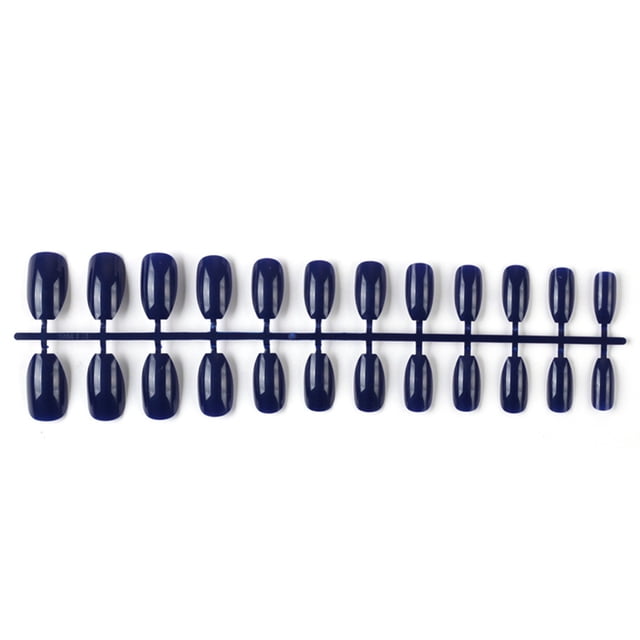Seitruly 24 piezas de uñas postizas de ataúd resistentes a los arañazos de bailarina corta coloridas uñas acrílicas artificiales de color sólido DIY Juegos de manicura 31 azul oscuro Seitruly CE011412-31