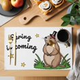 thumbnail image 2 of Groundhog Day Placemats Set of 12, Spring Botanical Star Yellow Placemats for Dining Table, Place Mats for Kitchen Tabletop, Waterproof Wipeable Dining Table Mats Set, 2 of 9