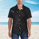 thumbnail image 2 of Balery Abstract Black And White Waves Camisas hawaianas de manga corta para hombre, camisas playeras de corte holgado, camisas de vacaciones con botones,Large, 2 of 7